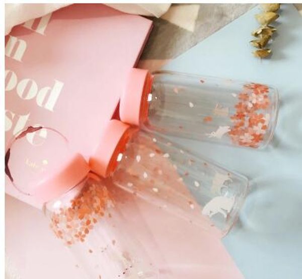 

sakura portable heat-resistant glass water bottle small fresh and lovely soft sister students accompanying kettle
