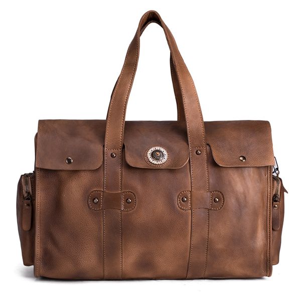 

rockcow handmade vegetable tanned leather travel bag, tote bag, women handbag 9035