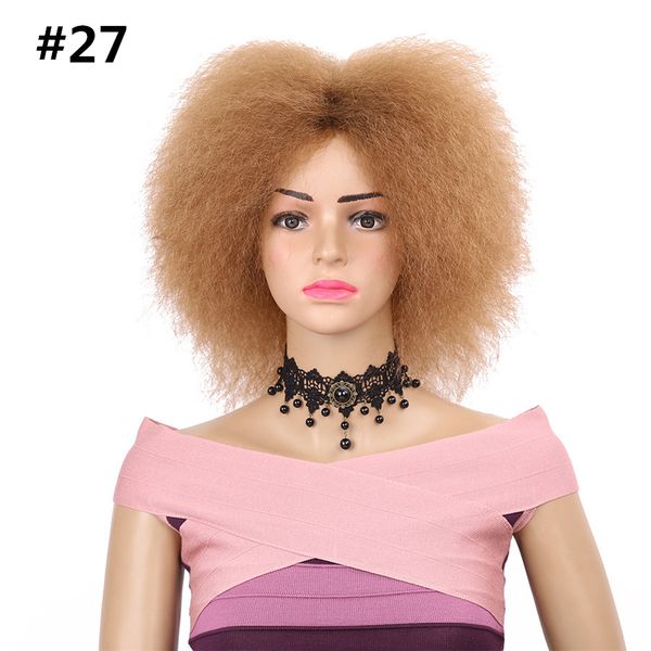 

6inch afro kinky curly natural black synthetic wig high temperature fiber africa american fluffy wigs for women