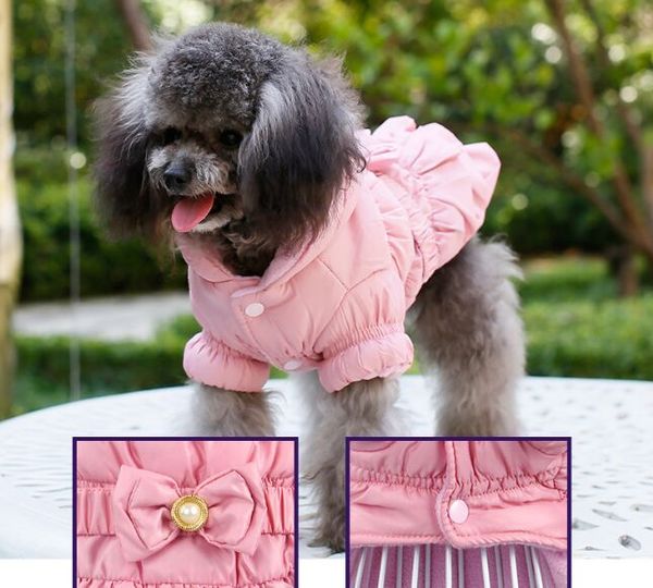 

winter dog warm clothes christmas jacket coat bow design manteau pour petit chien pet cat puppy hoody clothes
