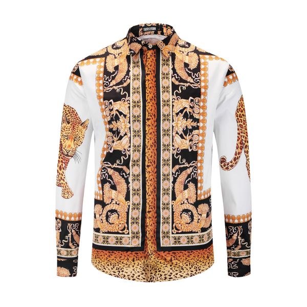 

seestern brand garment printing leopard greek gods crown fashion men's shirt western-style leisure youth shirt hip hop man, White;black