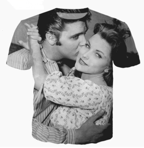 

rock singer king elvis presley women men new fashion summer funny 3d print crewneck casual t shirt tee q113, White;black