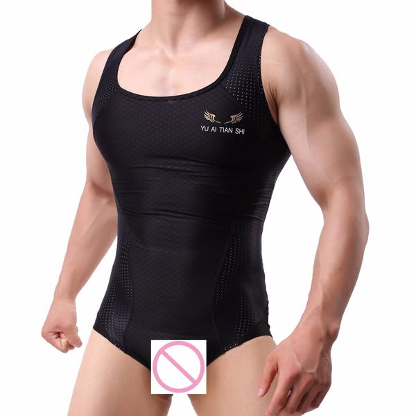 

2018 men's siamese corset nylon sports run swim clothes, Black;brown