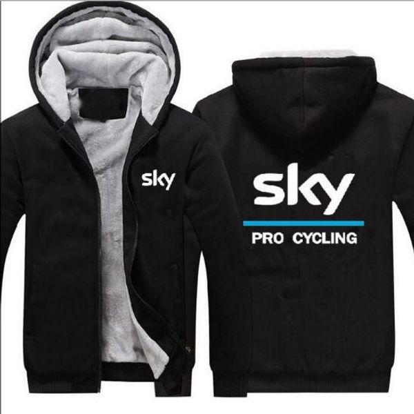 

team sky hoodies tour de france pro cycle jacket thick fleece mens outwear cotton coat s-5xl, Black