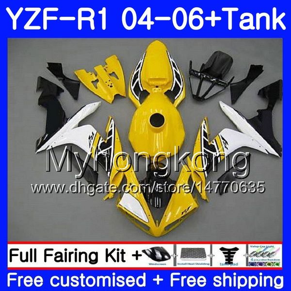 Corpo + Tanque Para YAMAHA Luz amarela amarela YZF 1000 YZF R 1 YZF-R1 2004 2005 2006 232HM.27 YZF1000 YZF R1 04 06 YZF-1000 YZFR1 04 05 06 Carenagem