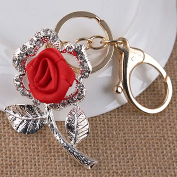 

new creative beauty keychain fahsion romantic rose flower keychain, Silver