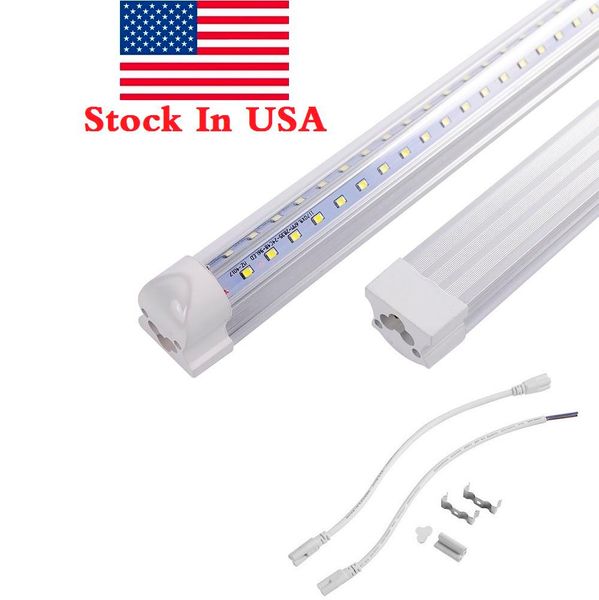 

stock in us + v-shaped 4ft 5ft 6ft 8ft led tubes t8 cooler lights integrated led light tubes double sides smd2835 ac 852-65v