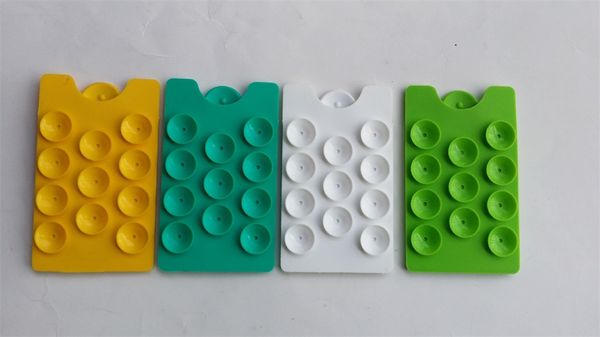 

promotion item mix color portable suction cup smart wallet mobile card holder phone credit card holder silicone mobile phone id card holder