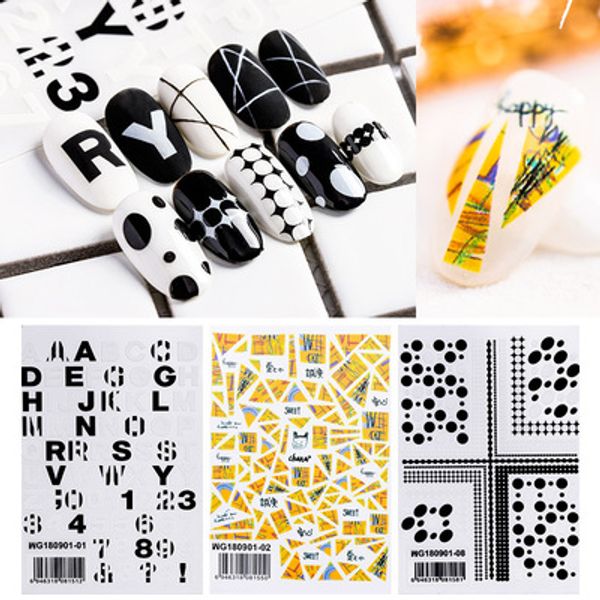 

mgm-101 3d nail art sticker stamp decals tool diy nail decoration tools sticker decal, Black