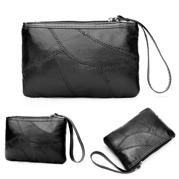 

pu leather wallets men women small wallet change purses mini money bags pocket key holder coin purse zipper pouch, Red;black