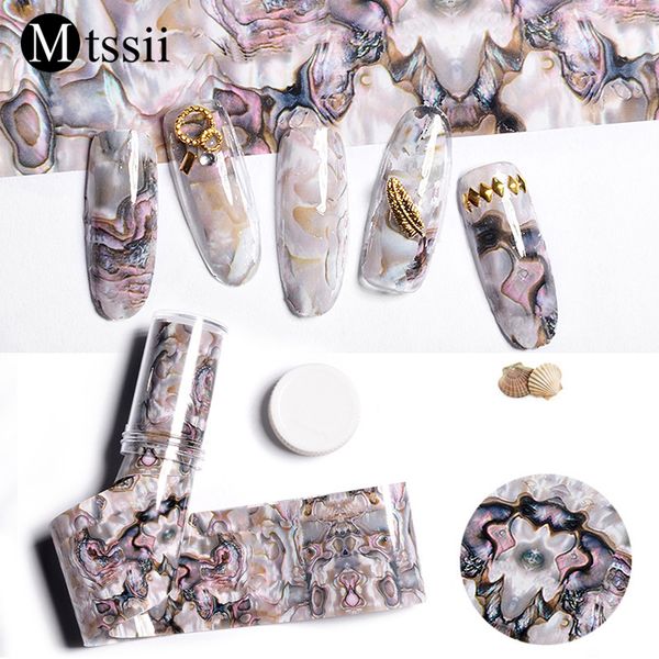 

mtssii 1pc shell starry sky nail foils marble pattern holo nail art transfer stickers decals manicure decorations tips, Black