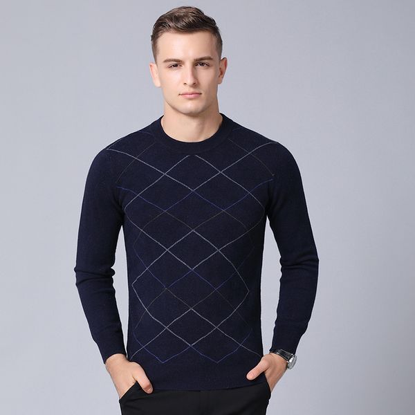 

grevol new fashion casual argyle pullover men's winter & autumn long sleeves warm sweater 100% wool male sweater pullovers 1838, White;black