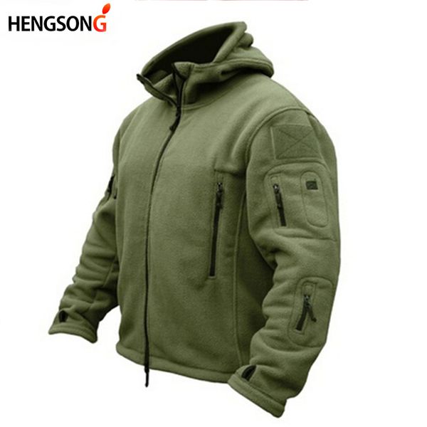 

o-neck new winter military tactical fleece jacket men warm polar army clothes multiple pocket outerwear casual thermal hoodie coat fashion, Black;brown
