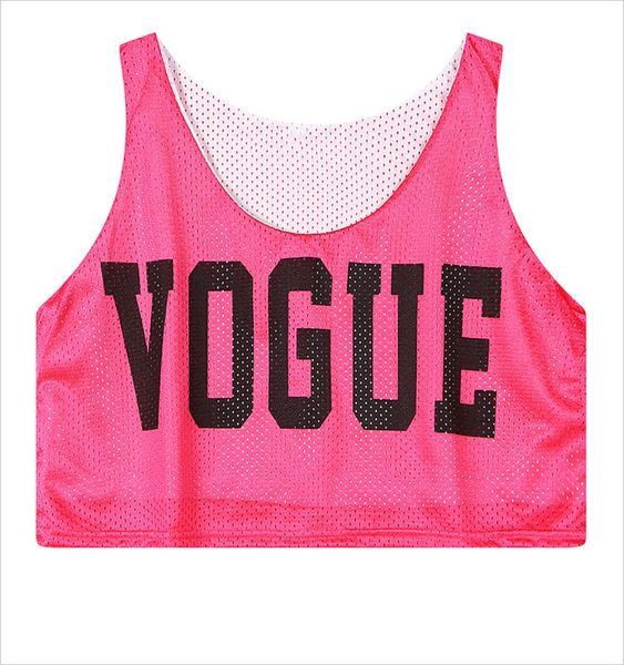 

fashion vogue letters print women short tanks casual material summer dress 2016 novelty girls fluorescence casual cropped, White