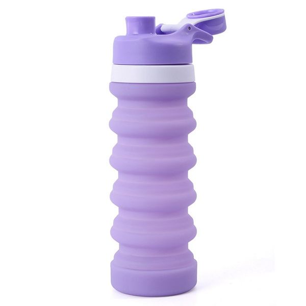 Bottiglia d'acqua retrattile portatile in silicone per uso alimentare senza BPA pieghevole di nuovo design per i viaggi