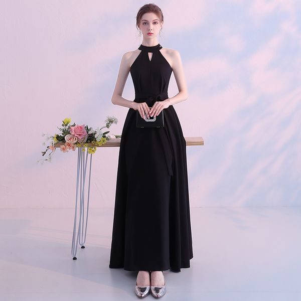 

black jewel neck long evening dresses 2019 simple floor length prom dresses fashion party dress elegant, Black;red