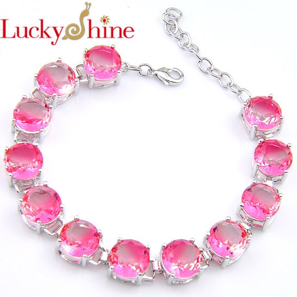 

luckyshine wedding gift round bi-colored tourmaline crystal zircon silver chain bracelets russia australia wedding bracelets, Black