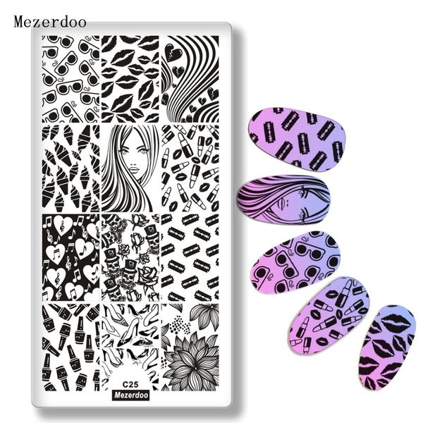 

unicorn stamping plate stencil lip seal ice cream high heels paerns nail image plates diy nail template manicure tools c25, White