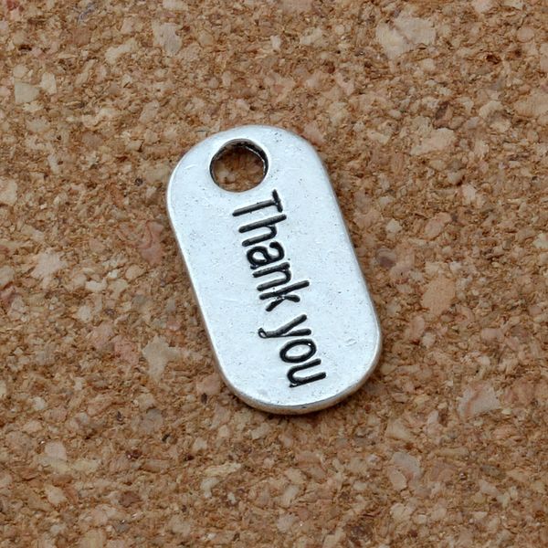 

mic .150pcs/ lot antiqued silver alloy single-sided design "thank you" brand charm pendants 9x18mm diy jewelry a-158, Bronze;silver
