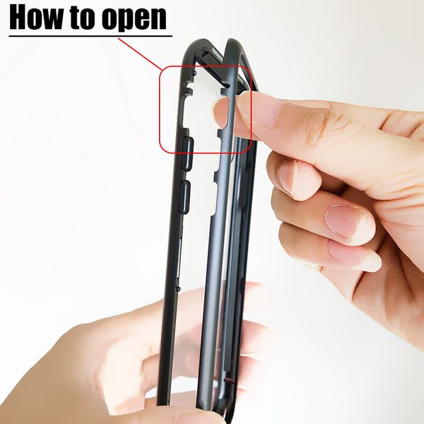 

new arrival magnetic adsorption flip for iphone xs max magnetic case tempered glass back cover metal bumpers for goophone phone case