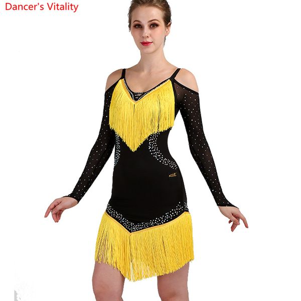 

new 2018 latin dance dress women/girls/lady new tassel salsa/ballroom/tango/cha cha/rumba/samba/latin dresses for dancing, Black;red