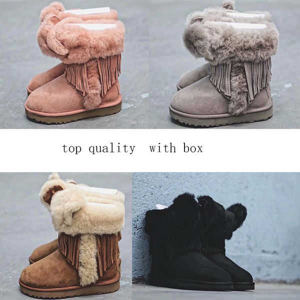 

wholesale 2018 winter shoes australia classic snow boots wgg tall boots real leather women's bailey bow knee boots shoes 5-10, Black