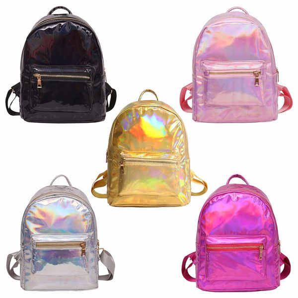 

thinktendo mini hologram school bag bookbag travel rucksak women laser holographic backpack