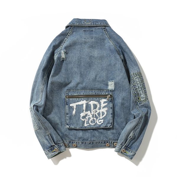 

мужская куртка оригинальная джинсовая куртка high street pocket, Black;brown