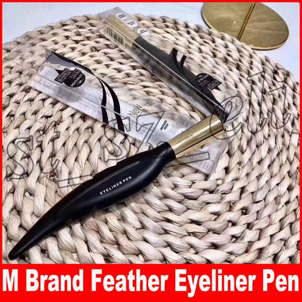 

M brand makeup feather de ign beautiful liquid waterproof long la ting mooth black brown make up eye liner pen eyeliner co metic