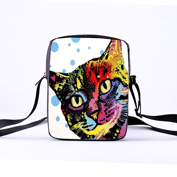 

customizable ladies messenger shoulder bag 3d animal print printing cute cat slung female bag children messenger girl