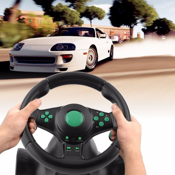 FreeShipping 180 градусов вращения игровых вибрационных гонок руль с педалями для Xbox 360 для PS2 для PS3 PC USB автомобильный руль рулевого колеса