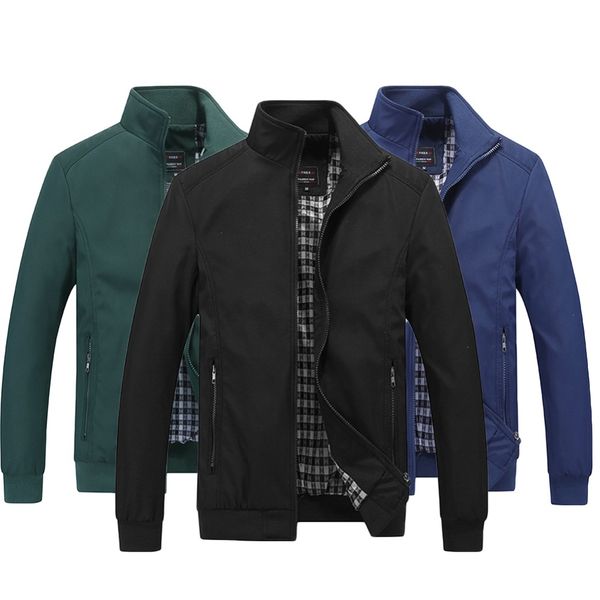 

spring autumn and winter pure color stand-up men's fashion long sleeve loose cap zipper jacket#288129, Black;brown