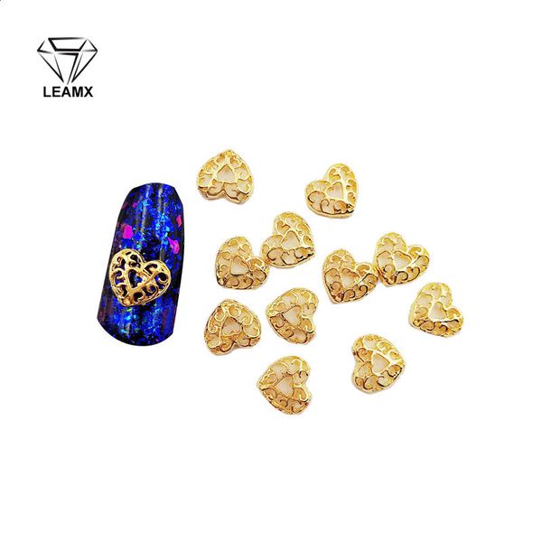 

50 pcs/bag nail decoration sticker 3d heart-shaped hollow shiny manicure charm alloy nails charms for manicure decoration, Silver;gold