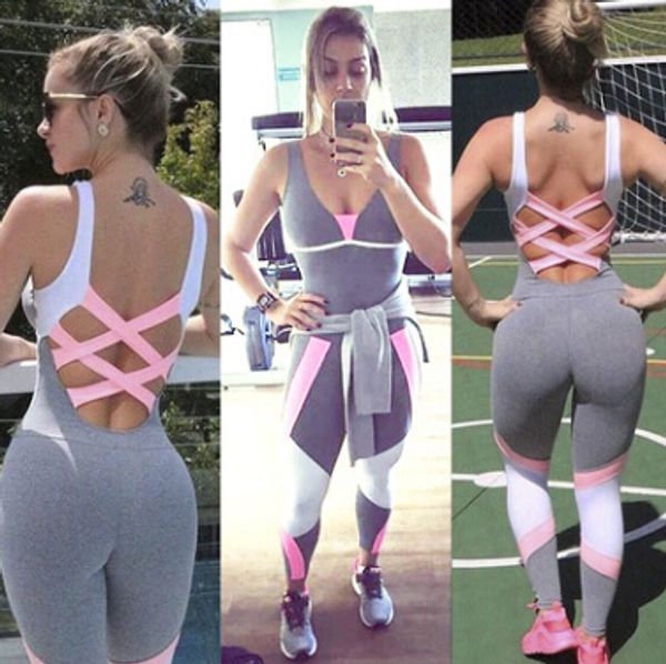 

women's sports yoga workout gym fitness leggings full length pants jumpsuit athletic clothes for gym running set sportwear, Black;blue