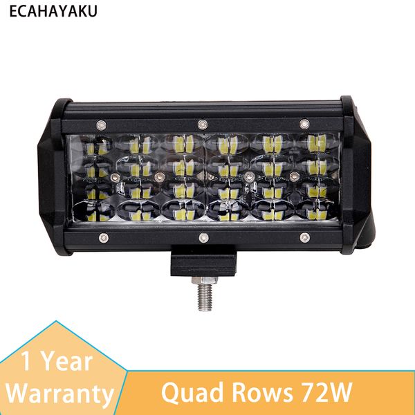 

ecahayaku 7inch 72w 7200lm modified car led light with quad rows light bars 6000k for off-road car pickup wagon atv suv ute