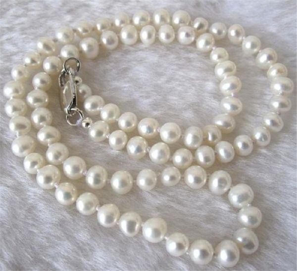 

long 30" 8-9mm real natural white akoya cultured pearl jewelry necklace, Silver