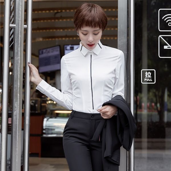 

formal women blouses & shirts white ladies work wear clothes long sleeve