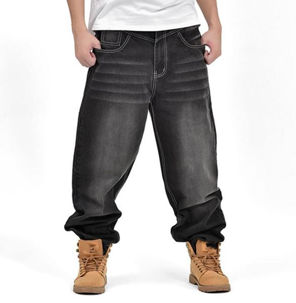 

hiphop men pants fashion loose seasons jeans autumn winter new baggy denim long trousers men baggy jeans bottoms big size 46, Blue