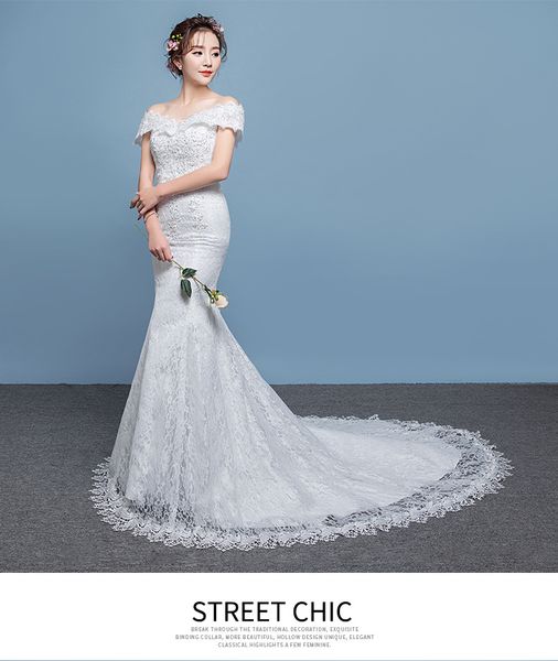 Sexy Meerjungfrau-Kleid im Noiva-Stil, elegantes Hochzeitskleid mit Schleppe und zartem Blumenmuster mit Applikationen und Pailletten