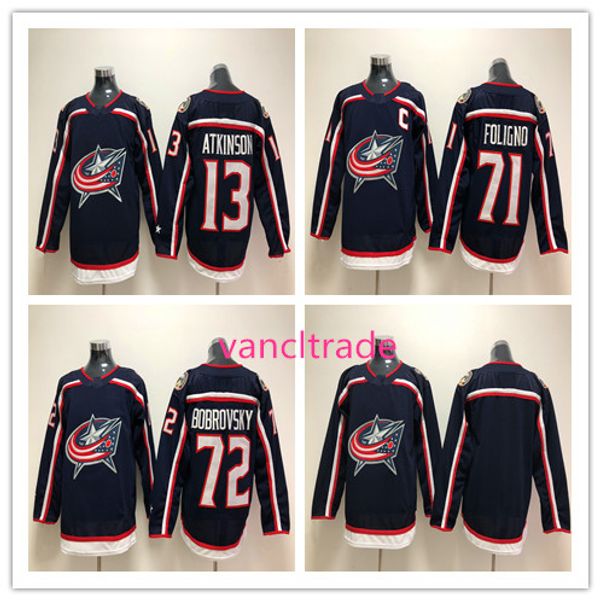 

2018 ad columbus blue jackets hockey jersey 72 sergei bobrovsky 71 nick foligno 13 cam atkinson blank hockey jerseys, Black;red