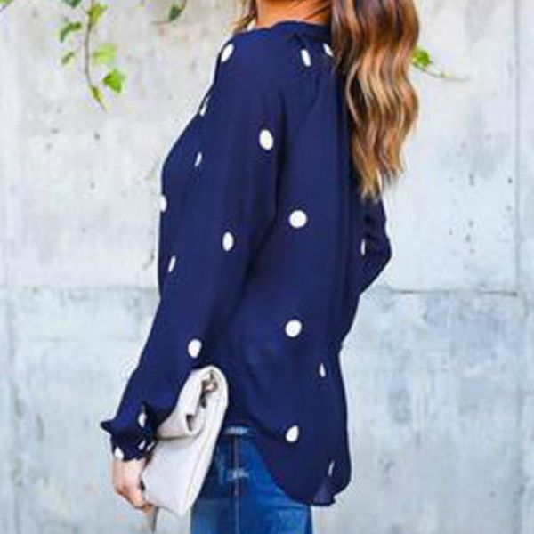 

fashion chifon shirts polka dot print autumn spring women blouses long sleeve ladies casual femme blusas shirts femme gv175, White