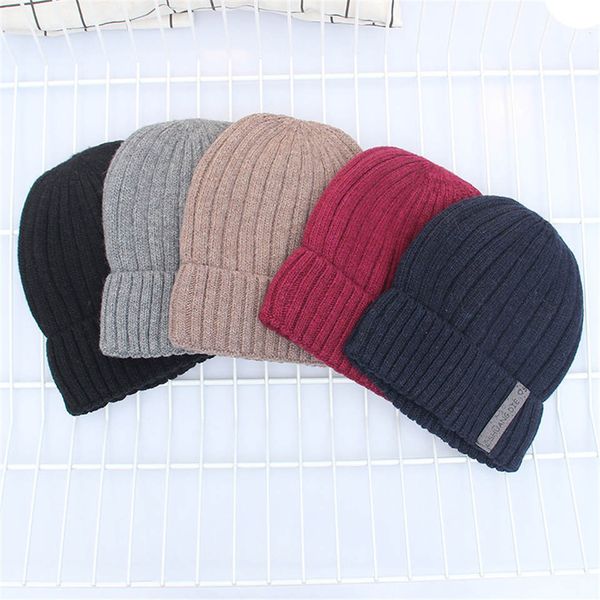 

autumn and winter men hats fashion knitted wool hat solid color warm caps harajuku cap couple skullies beanies c096