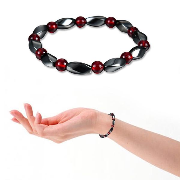

women health energy healing hematite bangle with magnetic therapy of beads elastic bracelet, Black
