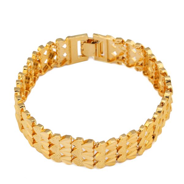 

24k gold plated heart engraving chunky bracelet link bangle bracelet jewelry, White