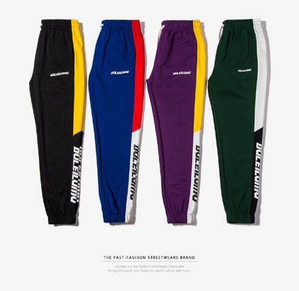 

men's sport pants autumn mens sweatswear pants printing side stripe pockets men vintage sweatpants casual pants, White;black