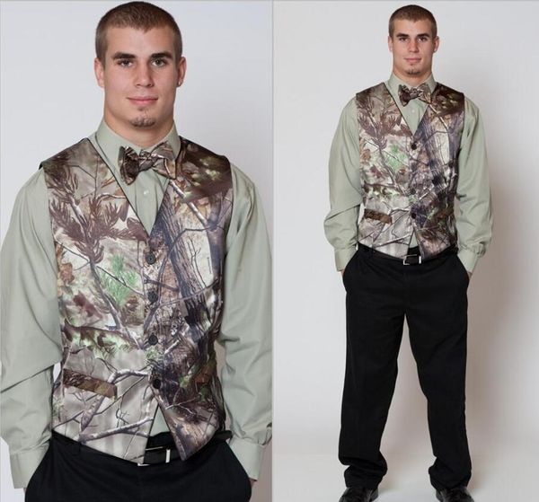 

realtree camo mens vest with four buttons tuxedo vests for men suit camouflage custom mens wedding vest for groom / groomsmen, Black