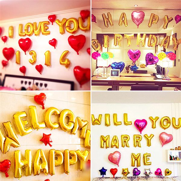 

birthday party themes balloons gold alphabet letters numbers celebration balloons diy birthday party wedding decoration balloon