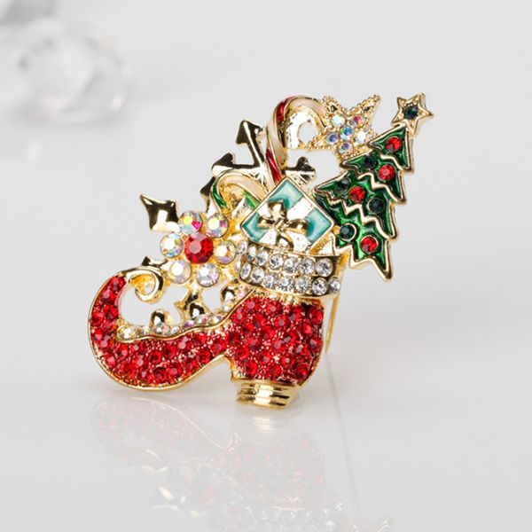 Novo Design Classic Blow Boots Broche Colorido Rhinestone Enamel Presentes da Estrela da árvore de Natal Pins Fashion Jewelry