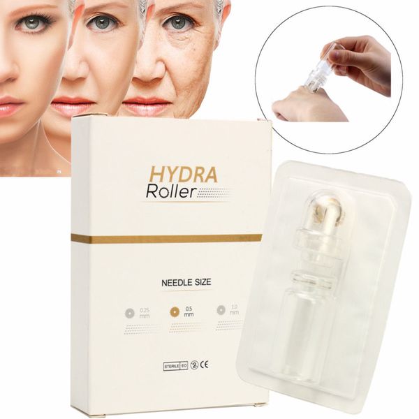 Chegada Titânio Microneedle Automático Hydra Derma Roller 64 Pin Dicas de Ouro Micro Agulhas com Reutilização de Tubo Gel