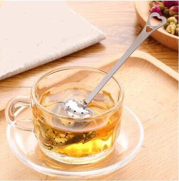

горячая продажа форме сердца из нержавеющей стали чай infuser чайную сито ложка 4 * 14см 50шт / много tb0231